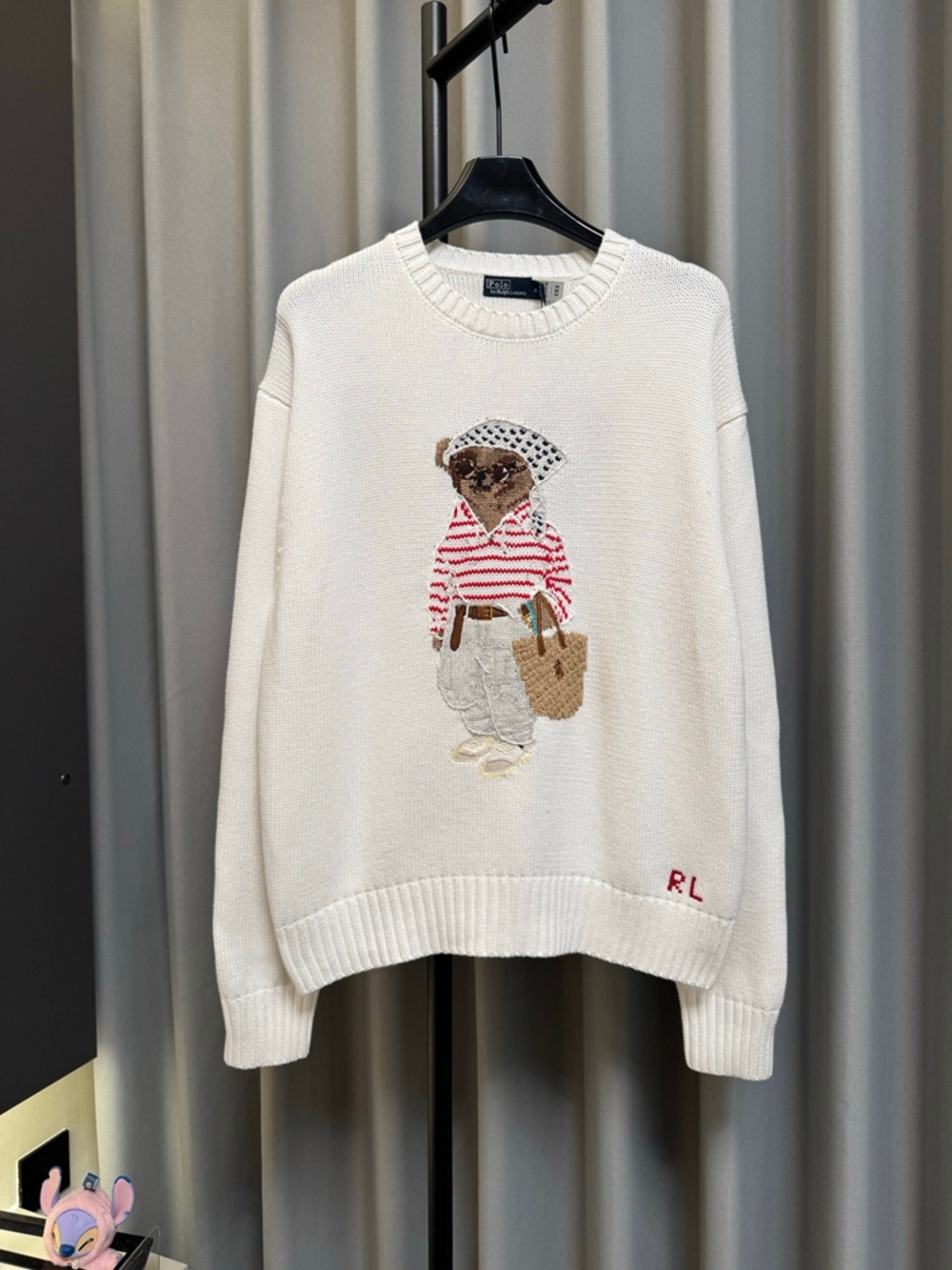 Polo Ralph Lauren Beach Bear Crewneck Knit Sweater White